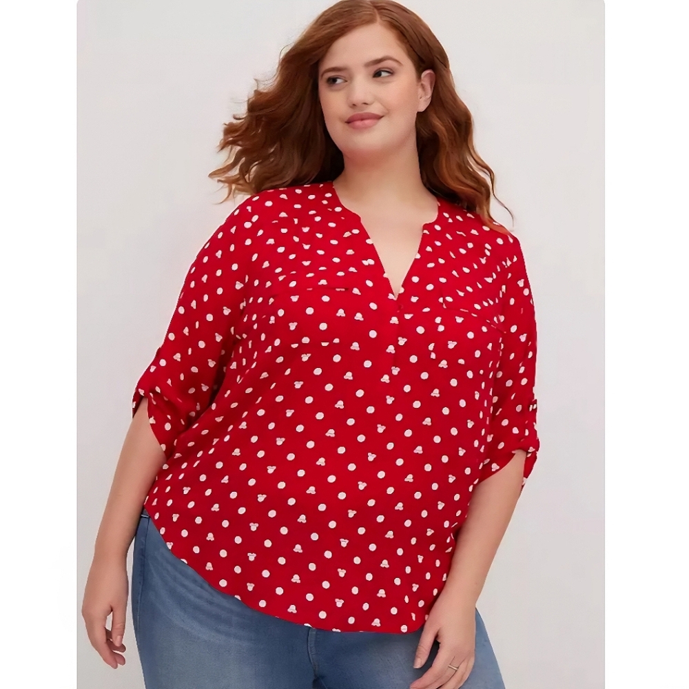 🎉HP🎉 NWOT Torrid Disney Minnie Mouse Harper Blouse 🐭🎀 sz 4